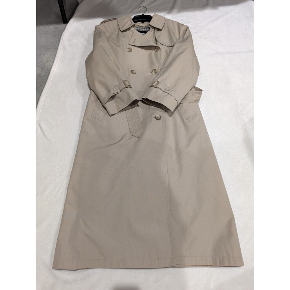 Vintage London Fog Womens 14R belted Trench Coat Overcoat removable liner khaki